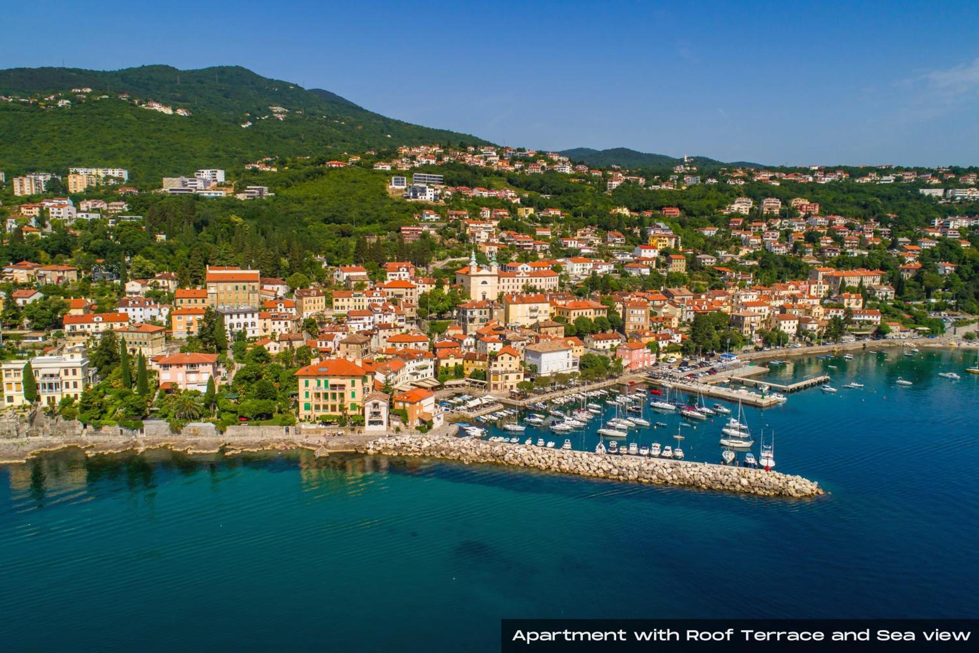 Villa Volos With Roof Terrace, Sea View, Free Private Parking Opatija Exterior foto